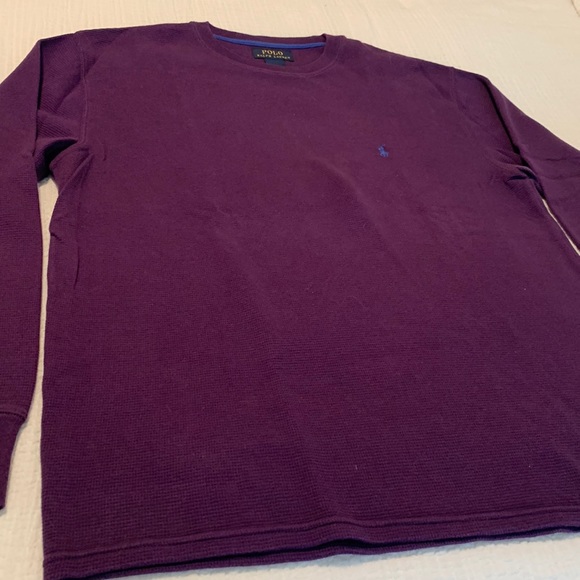 Ralph Lauren polo thermal long sleeve.   100% cotton Tee shirt in purple. - Picture 2 of 5